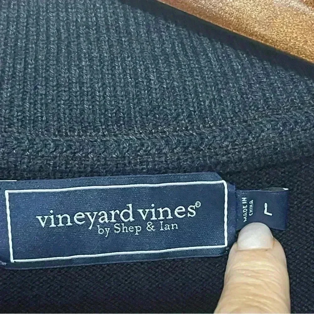 VINEYARD VINES Merino Wool Blend Men's 1/4 Zip Sweater SIZE LARGE Pullover Blue
